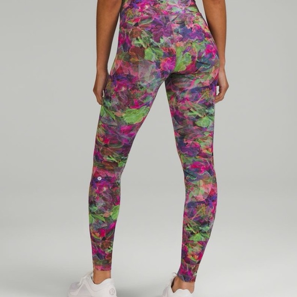LULULEMON Wunder Train High-Rise Tight Leggings Pink Floral Size 2 - Picture 5 of 12